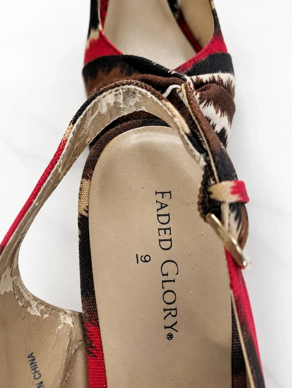 IKAT Print Cork Wedge Sandals